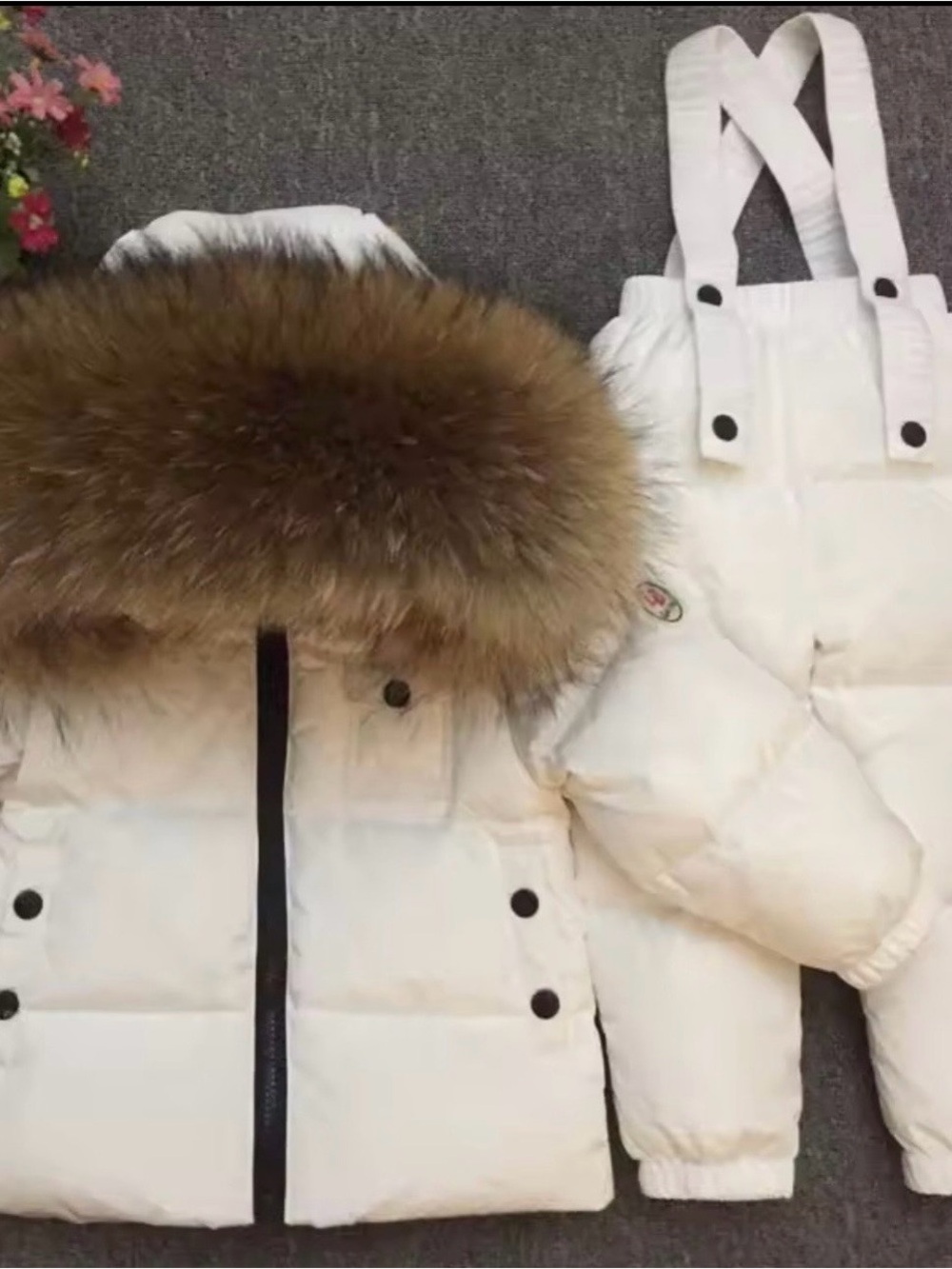 Winter down suit down jacket + jumpsuit, 2-piece clothing set size 2 T
